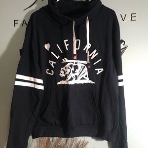 Black California turtleneck hoodie